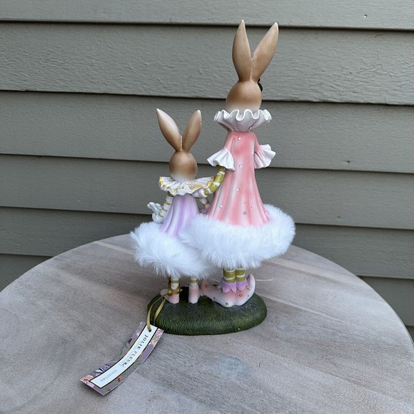 Easter Ballerina Bunnies Figurine Fluffy Tutus Easter Eggs Two Precious Bunnies - Picture 4 of 10
